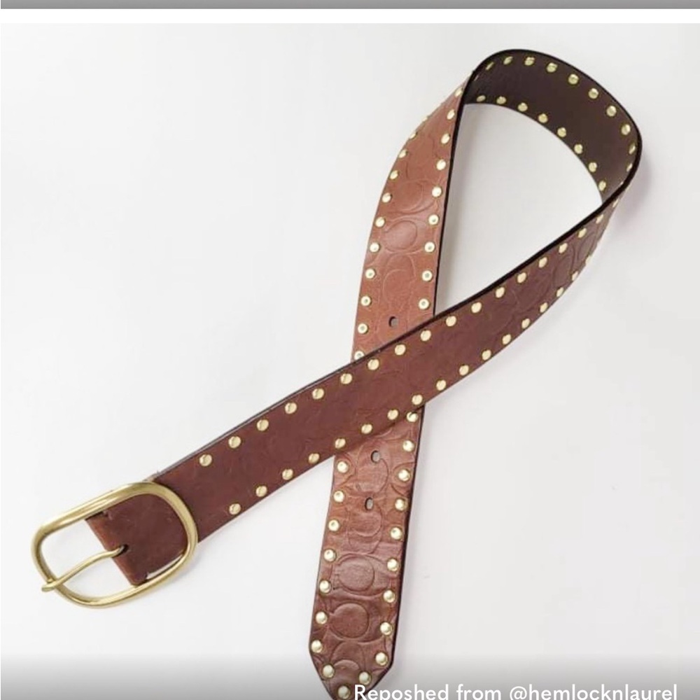 Coach Brown Leather Belt with Smooth Finish and Brass Buckle